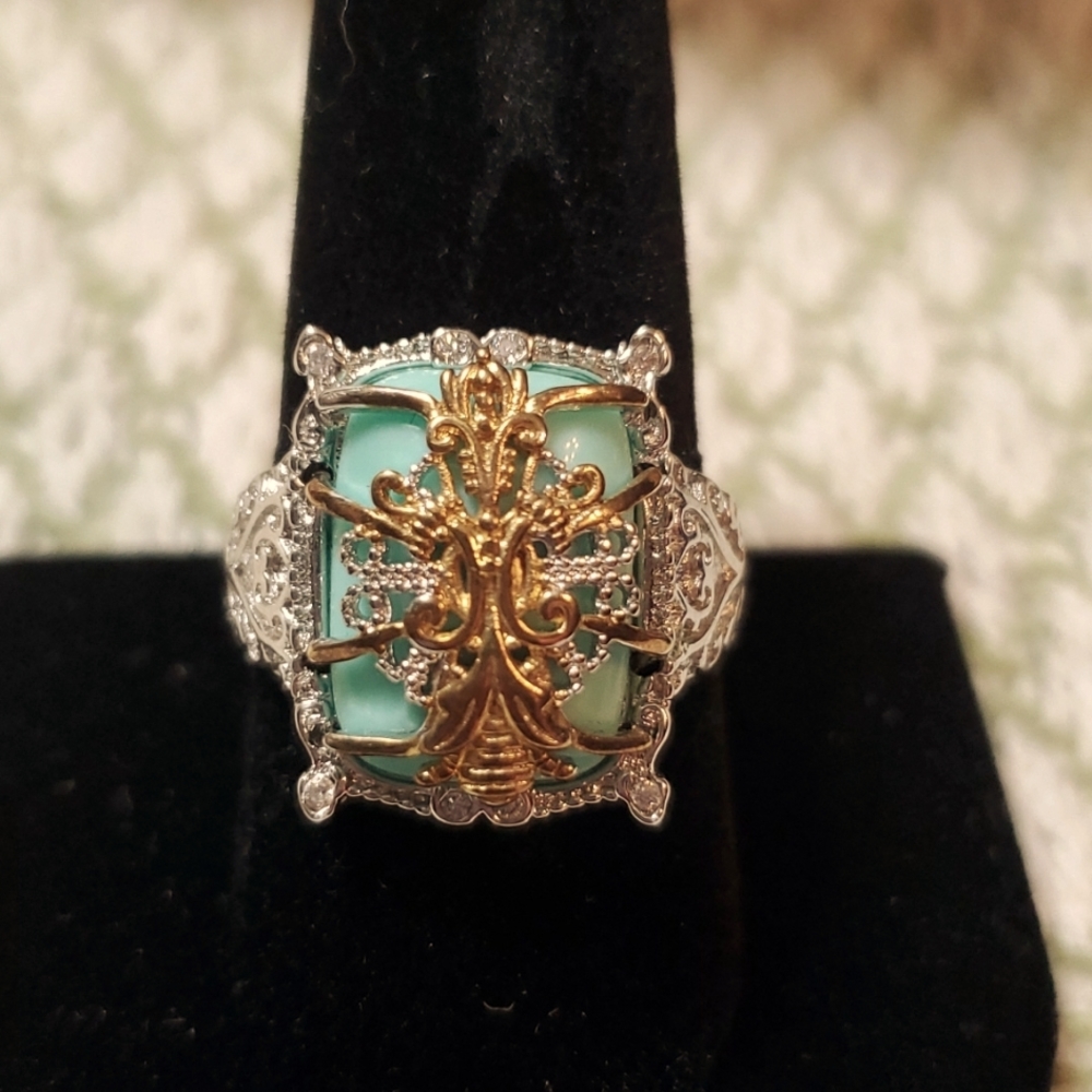 Alpha Turquoise multi tone silver ring in a size 9